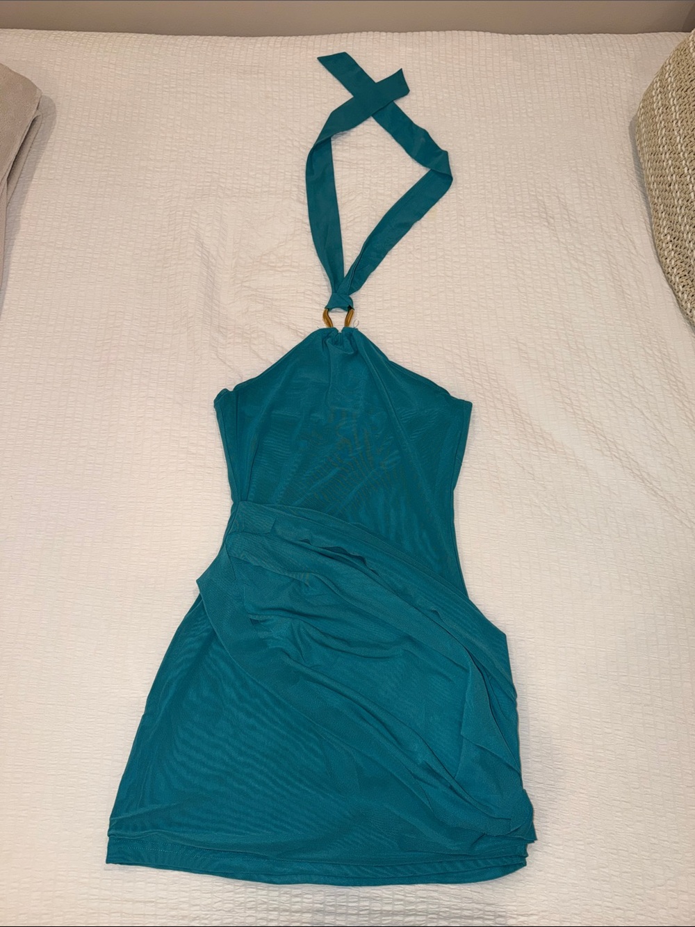 Peppermayo Teal Halter Mini Dress